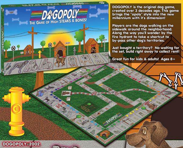 DOGOPOLY Game Board 1977, 1989, 2002. M. Spahitz.